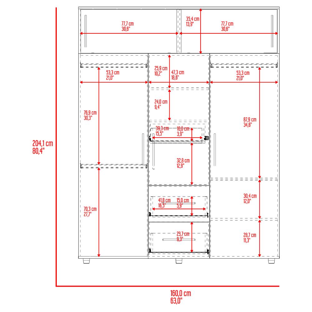 Closet Montano 160 Fresno Europeo y Blanco