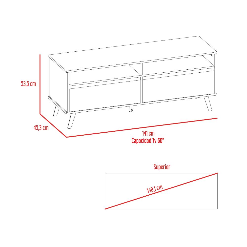 Mesa Para Tv Bennet Duna y Blano para Tv de 60"