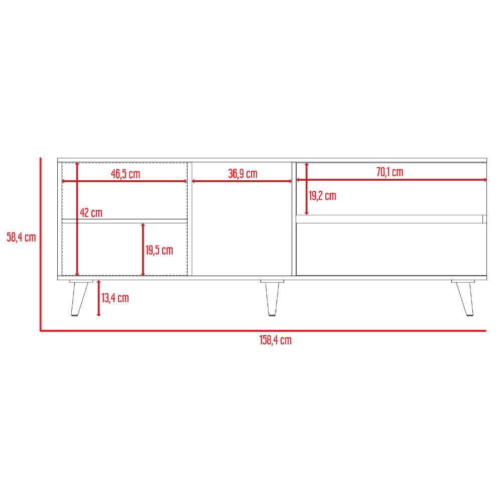 Mesa Para Tv Acacia Rovere y Blanco para Televisor de Hasta 60 Pulgadas