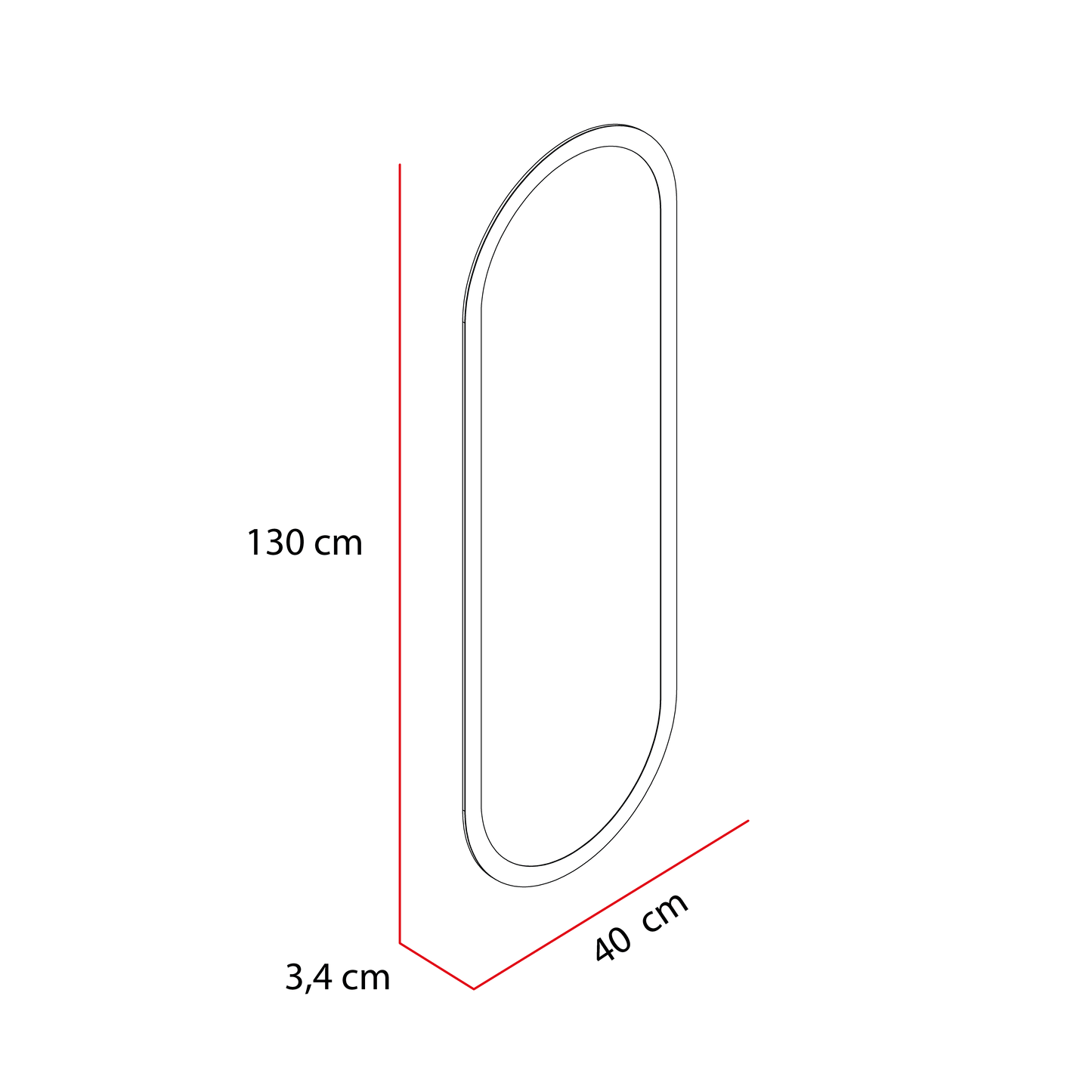 Espejo Oviedo led+touch, Rectangular con extremo superior e inferior en semicirculo - VIRTUAL MUEBLES