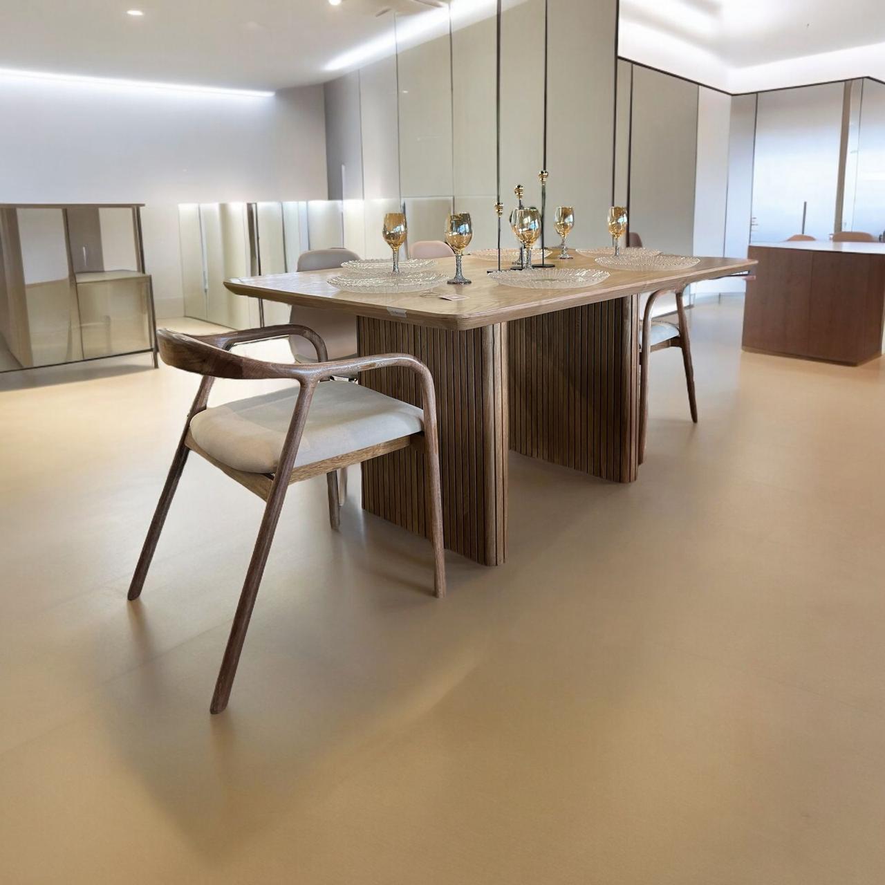 Juego de Comedor 4 puestos Vitalia en Roble Natural de Diseño Moderno y Artesanal