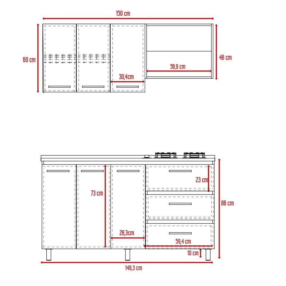Cocina Integral Cavani color Miel y Blanco.