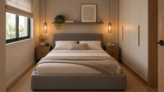Habitación pequeña con muebles modernos y funcionales