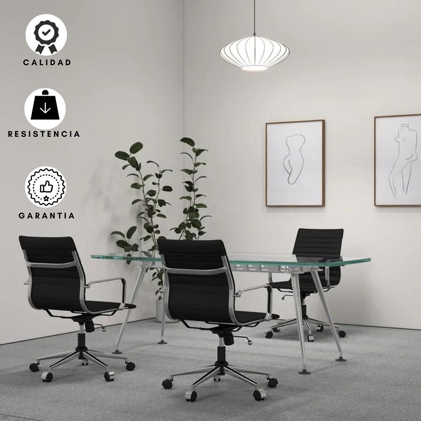 Silla De Oficina Premium Media Negra