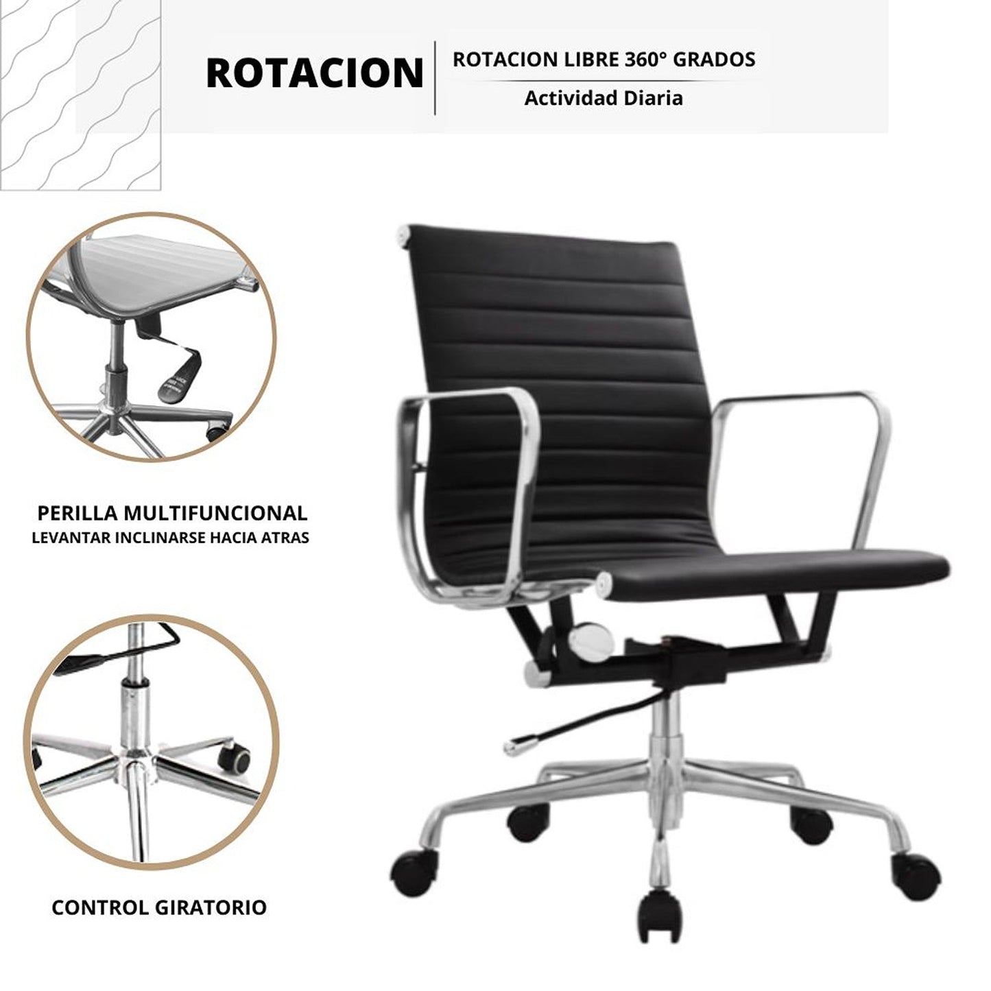 Silla De Oficina Premium Media Negra