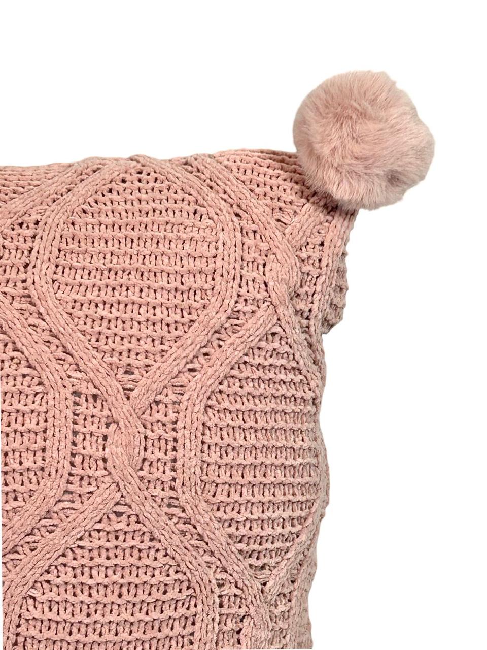 Cojin Decorativo Rombos Borlas Rosado