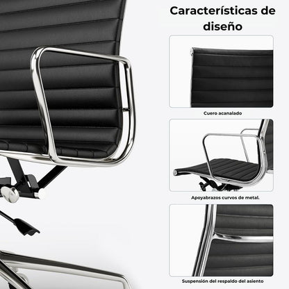 Silla De Oficina Premium Media Negra
