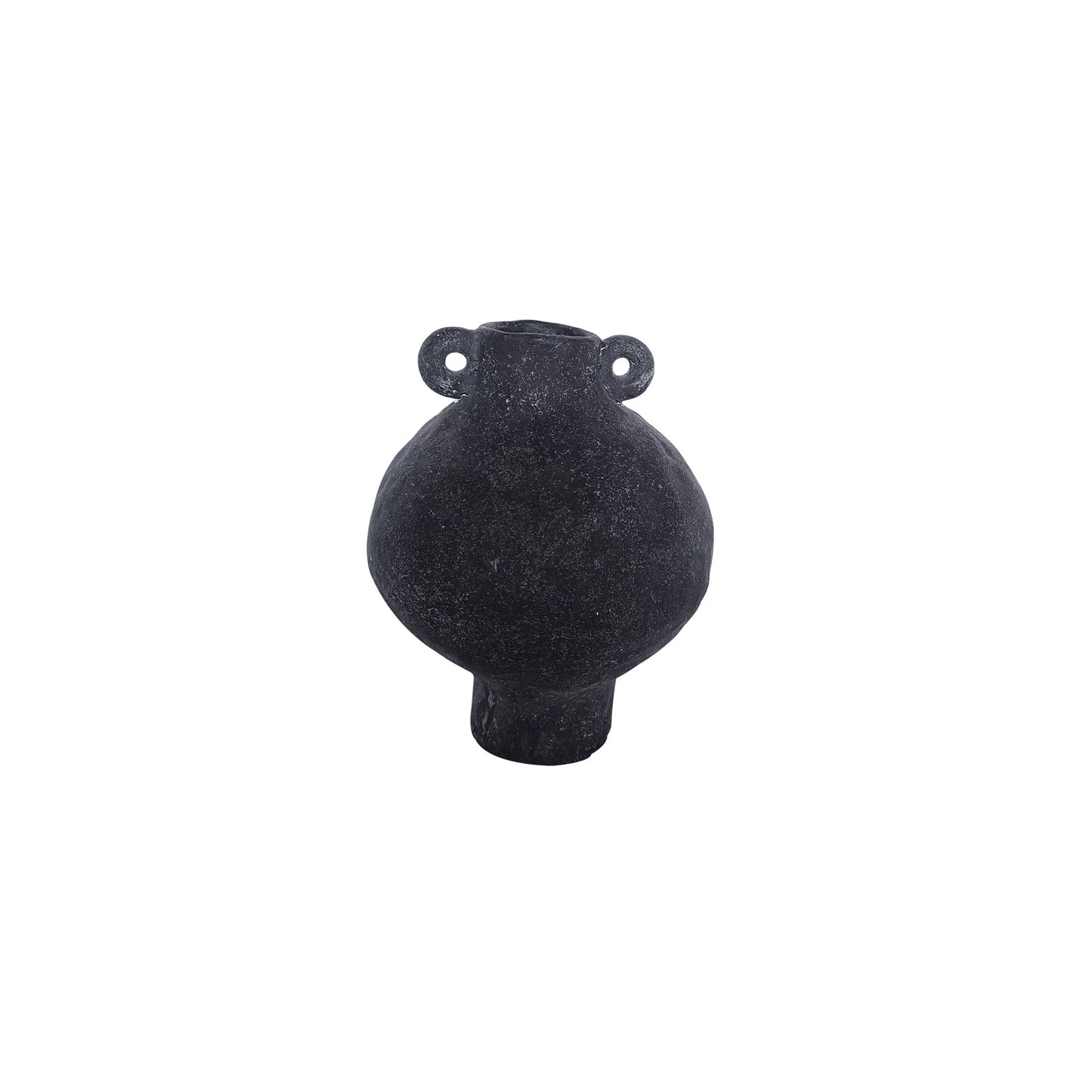 Florero Tipo Anfora Negro Rustico 15.5x20 cm