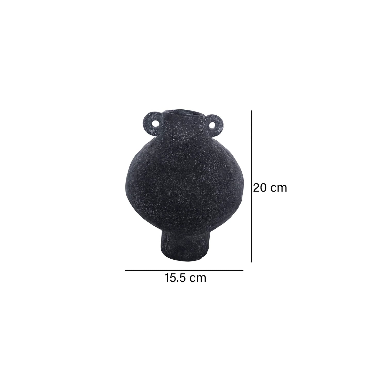 Florero Tipo Anfora Negro Rustico 15.5x20 cm