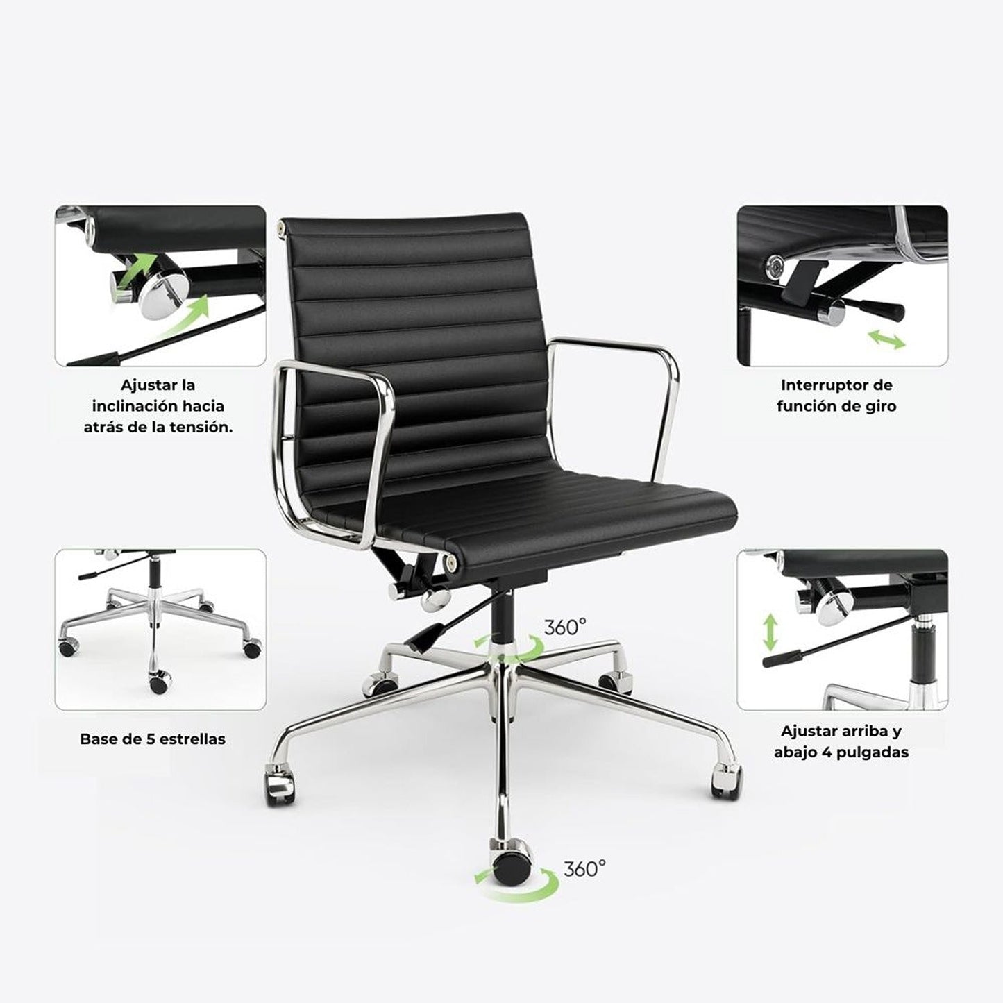 Silla De Oficina Premium Media Negra