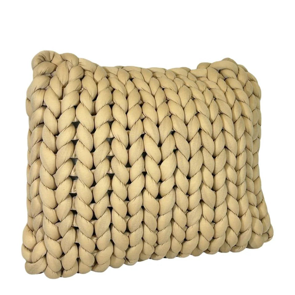 Cojin Decorativo Trenzado Beige