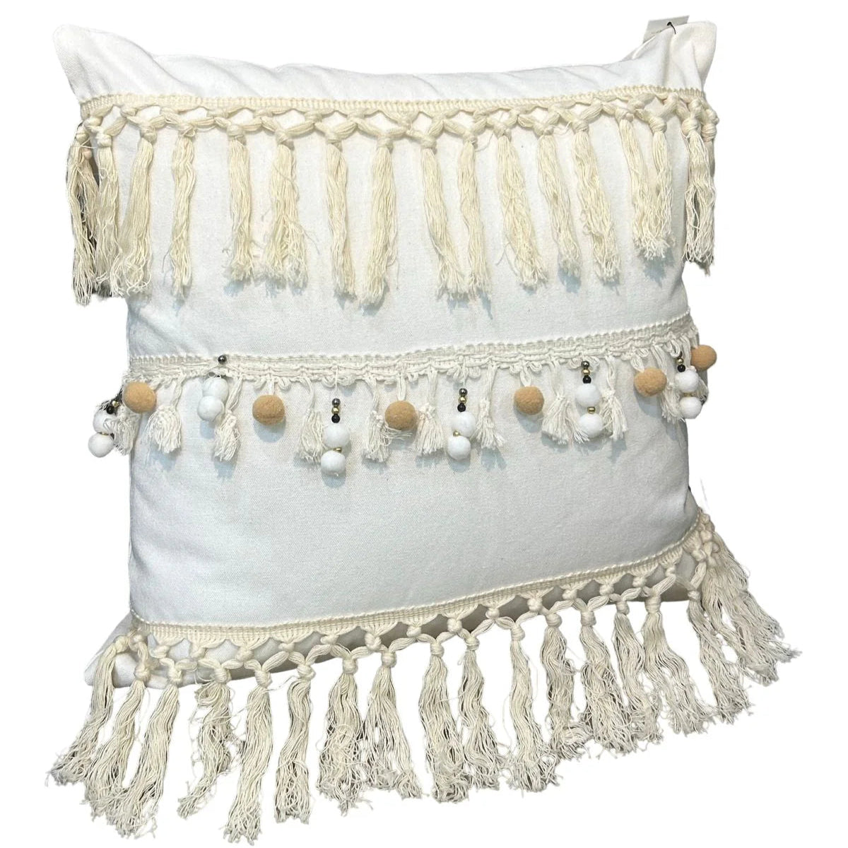 Cojin Decorativo Ansterdam Beige Algodon Chaquira