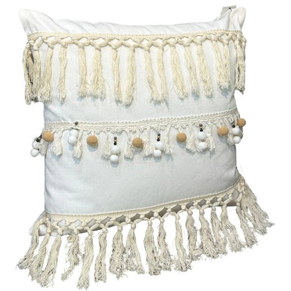 Cojin Decorativo Ansterdam Beige Algodon Chaquira