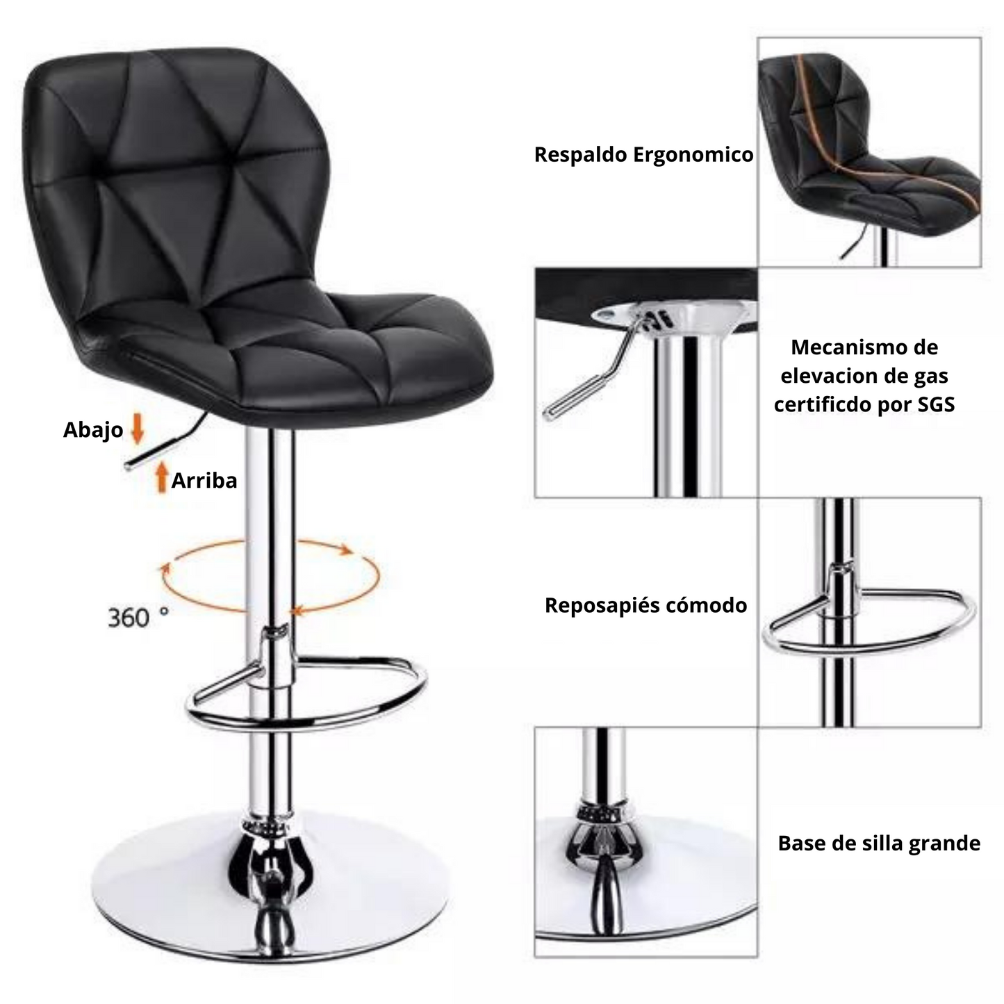 Silla de Barra Mariposa Negro