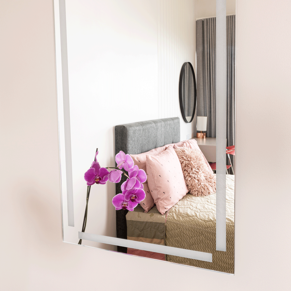 Espejo Lugo Rectangular con Diseño en Sandblasting