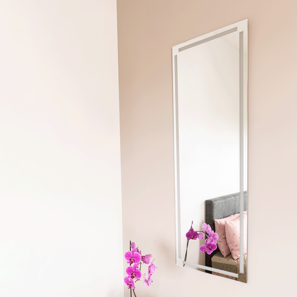 Espejo Lugo Rectangular con Diseño en Sandblasting