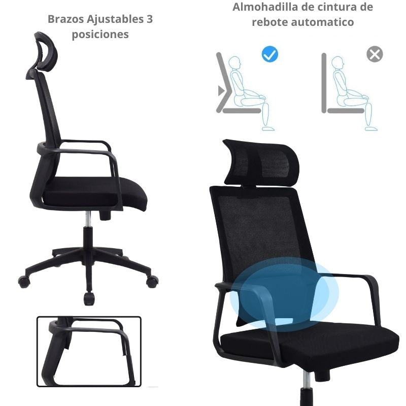 Silla De Oficina Ergonomica Negro