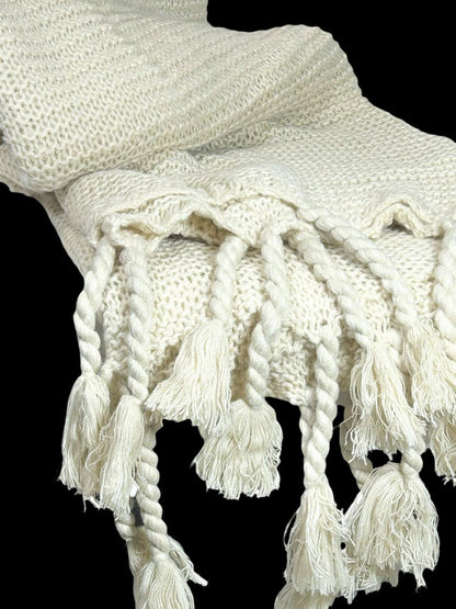 Manta Decorativa Fraza Tejida Beige