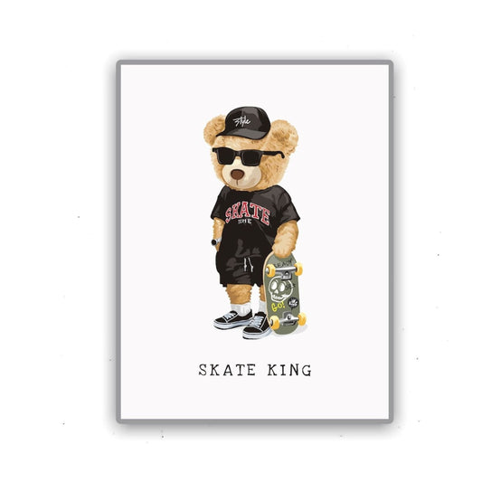 Cuadro Decorativo tipo Marmol Oso Skate King 40 x 40