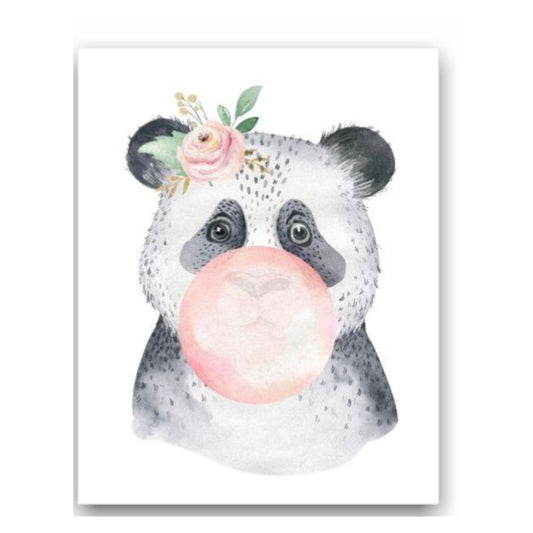 Cuadro Decorativo tipo Marmol Oso Panda Kids 40 x 40