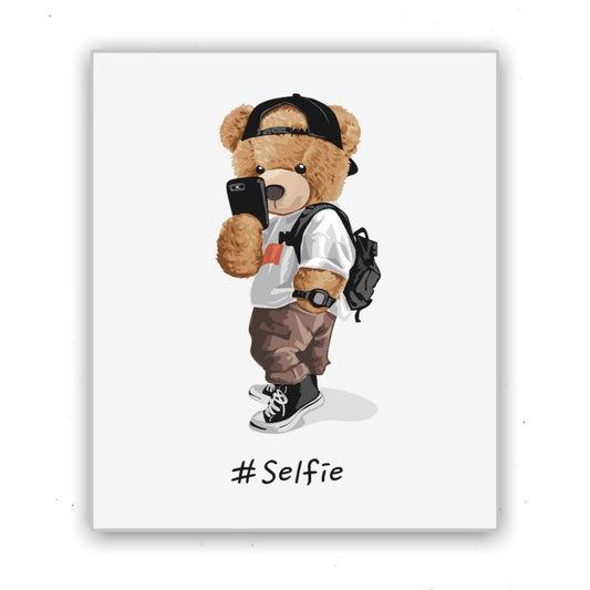 Cuadro Decorativo tipo Marmol Oso Selfie 70 x 50