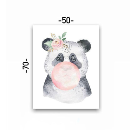 Cuadro Decorativo tipo Marmol Oso Panda Chicle Kids 70 x 50