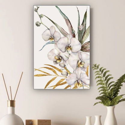 Cuadro Decorativo tipo Marmol Orquidea Gold 40 x 40