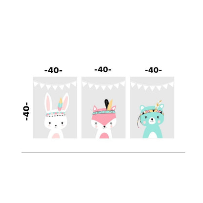 Cuadro Decorativo tipo Marmol Triptico Indio Kids  3 Unidades  40 x 40