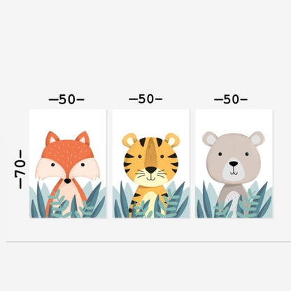 Cuadro Decorativo tipo Marmol Triptico Animales Kids  3 Unidades 70 x 50