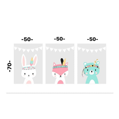 Cuadro Decorativo tipo Marmol Triptico Indio Kids 3 Unidades 70 x 50