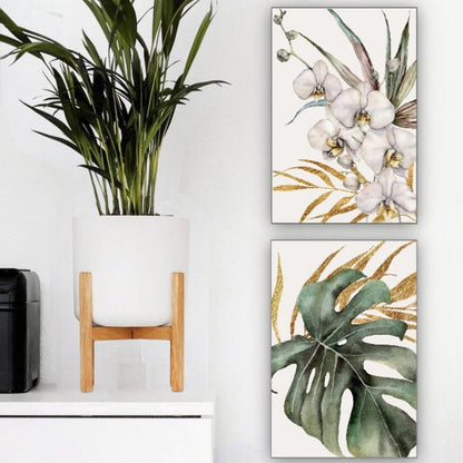 Cuadro Decorativo tipo Marmol Planta Orquidea Gold 40 x 40