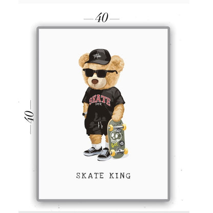 Cuadro Decorativo tipo Marmol Oso Skate King 40 x 40