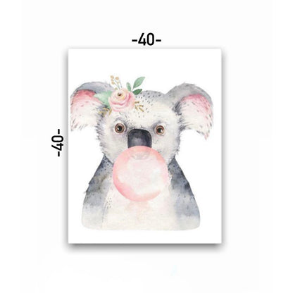 Cuadro Decorativo tipo Marmol Koala Chicle Kids 40 x 40