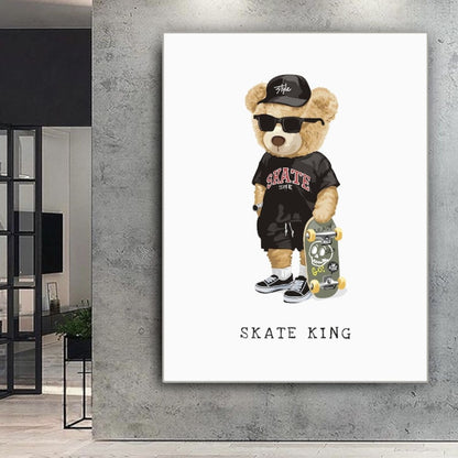 Cuadro Decorativo tipo Marmol Oso Skate King 180 x 120