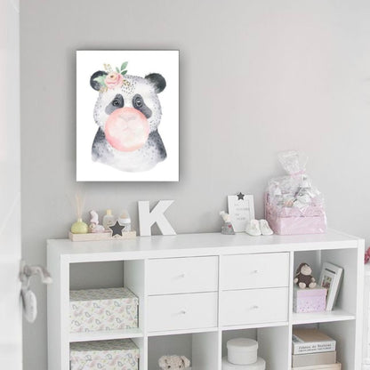 Cuadro en MDF tipo Marmol Oso Panda Kids