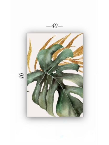 Cuadro Decorativo tipo Marmol Planta Gold 40 x 40