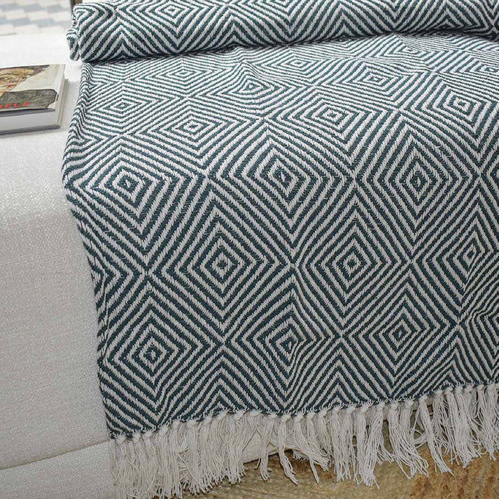 Manta Decorativa o Pie de Cama Frazada Masai Oliva