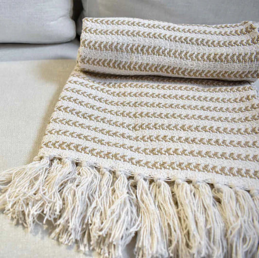 Manta Decorativa o Pie de Cama Frazada Masai Taupe