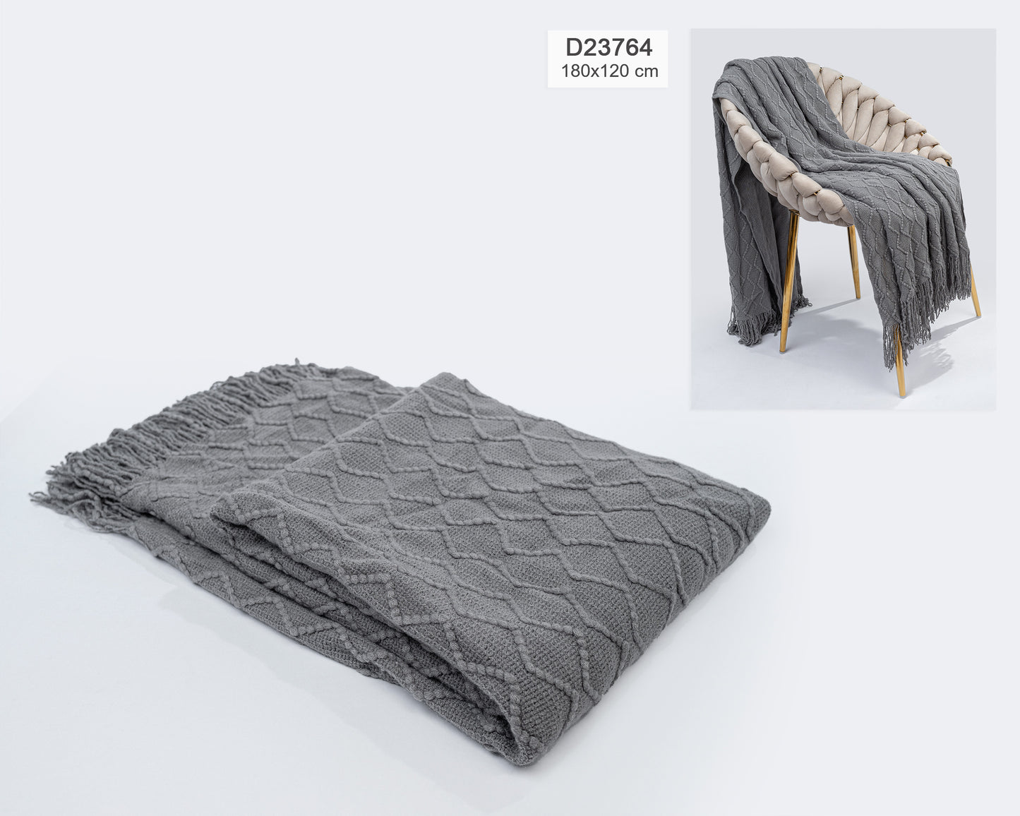 Manta Decorativa o Pie de Cama Gris