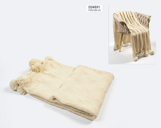 Manta Decorativa o Pie de Cama Marfil