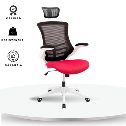 Silla De Oficina Elaris Alta Rojo Blanco
