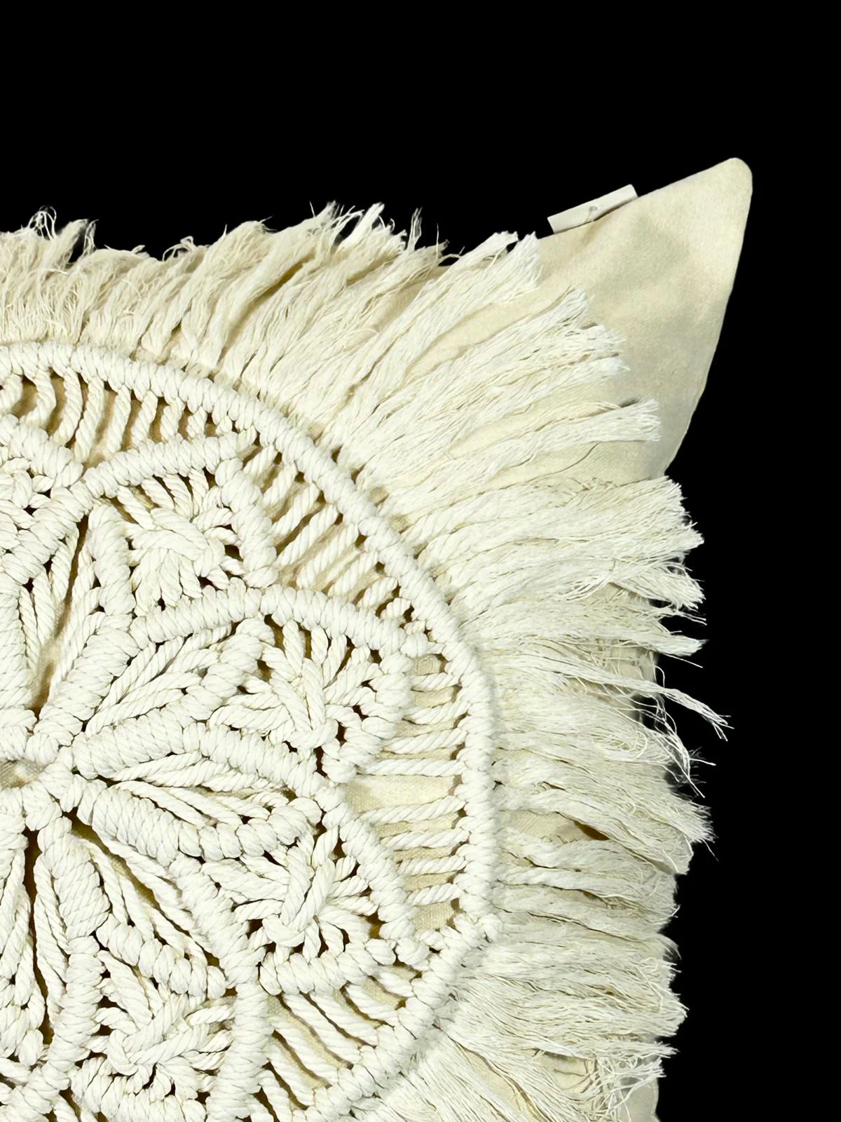 Cojin Decorativo Macrame Funda Mandala Beige