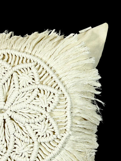 Cojin Decorativo Macrame Funda Mandala Beige