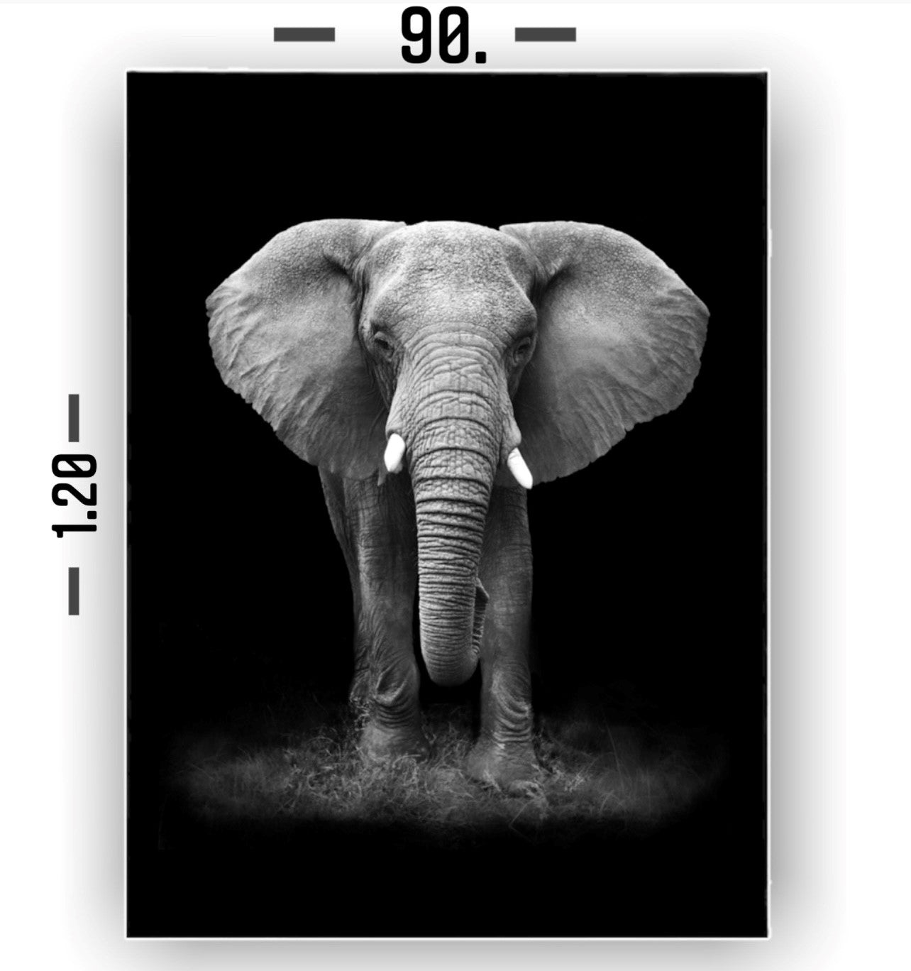 Cuadro Decorativo tipo Marmol Elefante Black  120 x 90