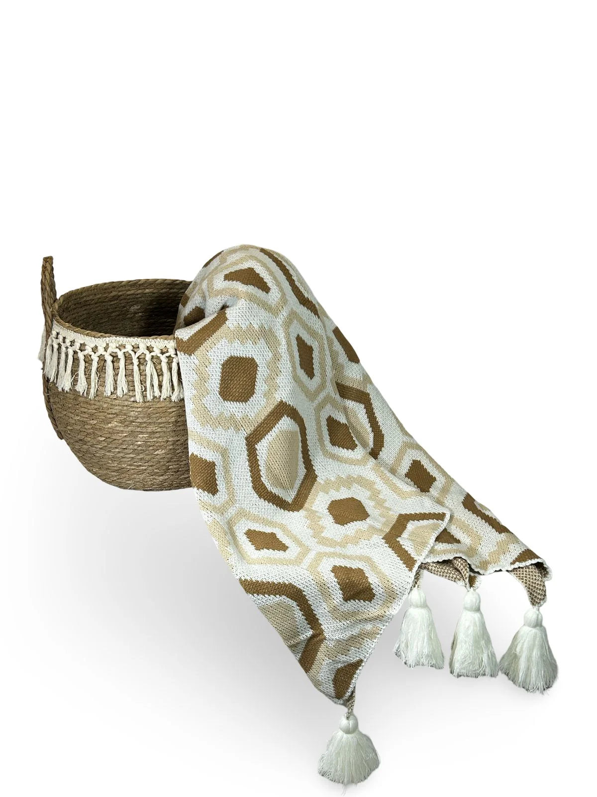 Manta Decorativa Tejida Rombos Terra