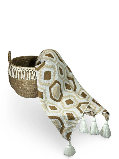 Manta Decorativa Tejida Rombos Terra