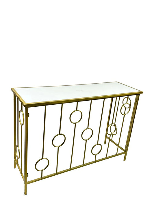 Consola Dorada Circulos Estructura Metalica 80 X 120 cm