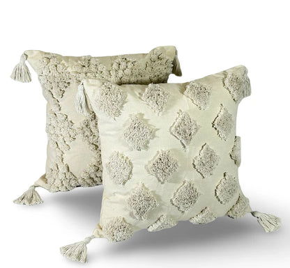 Cojin Decorativo Rombos Borlas