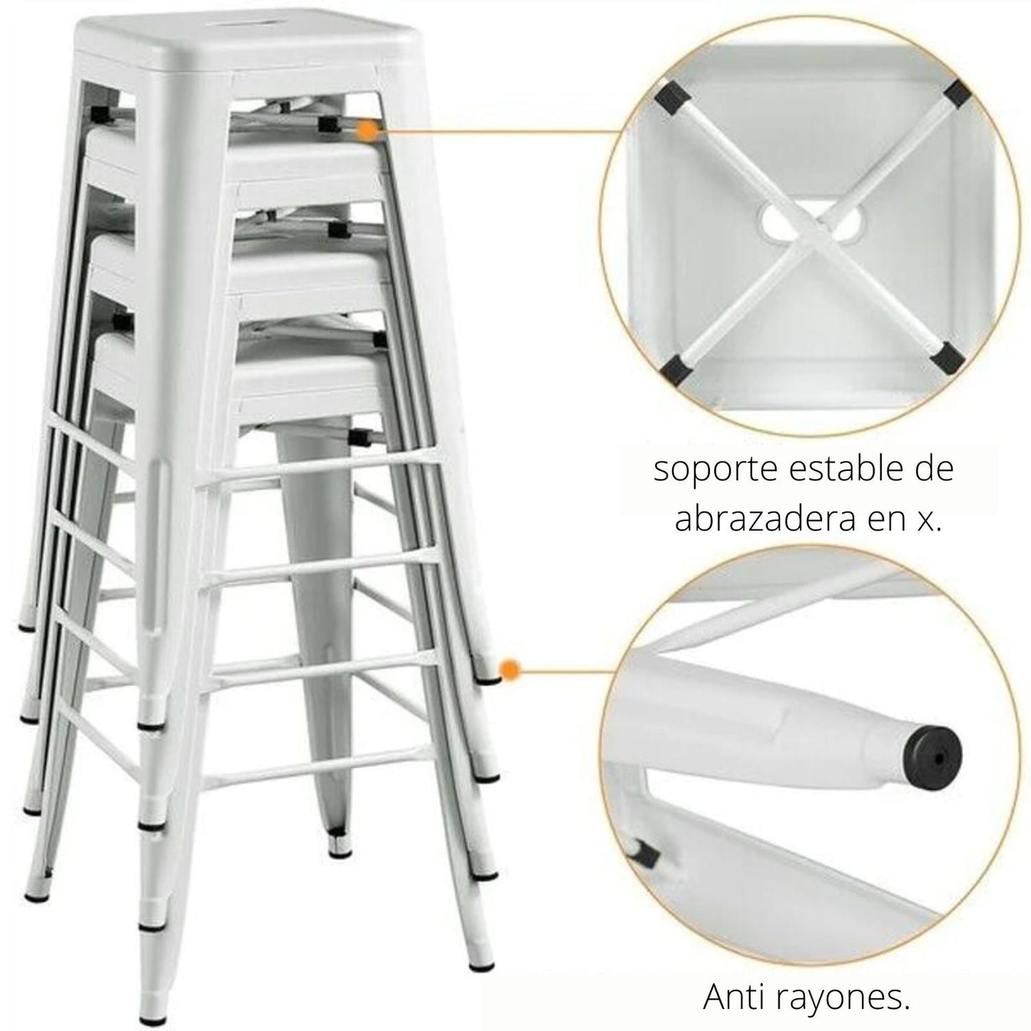 Silla de Barra Metalica Blanco