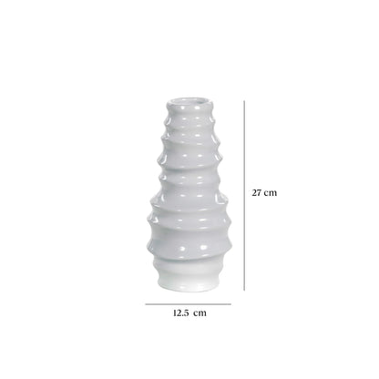 Florero Decorativo Soto Estriado Blanco 12.5X27cm
